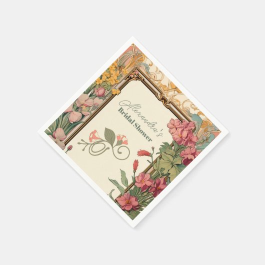  Bloemen Art Nouveau Vrijgezellenfeest Servet (Hoek)