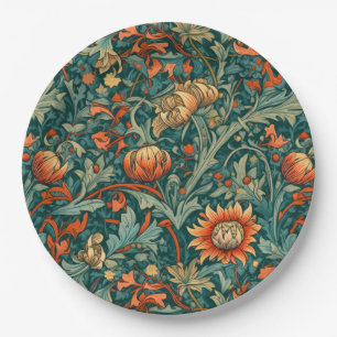 Bloemen, , art nouveau, William Morris stijl, Papieren Bordje