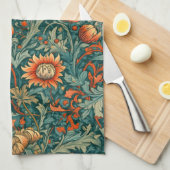 Bloemen, , art nouveau, William Morris stijl, Theedoek (Quarter Fold)
