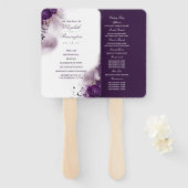 Bloemen aubergine Paarse Waterverf bruiloft progra Handwaaier (Voorkant en achterkant)