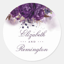 Bloemen aubergine Paarse Waterverf bruiloft