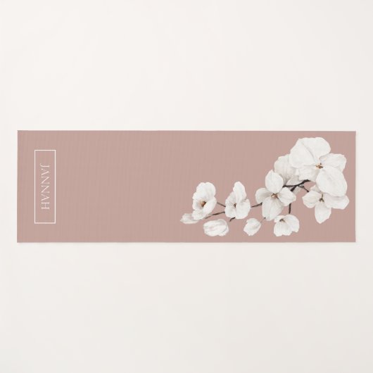 Bloemen aubergine Paarse witte orchidee naam oefen Yogamat (Voorkant (horizontaal))