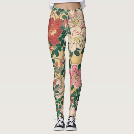 bloemen Azalea Japans schilderen Leggings (Voorkant)