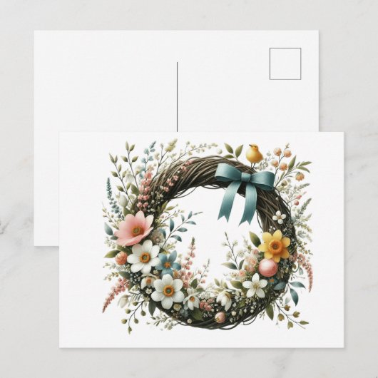 Bloemen baard feestdagenkaart (Voorkant / Achterkant)