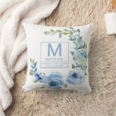 Bloemen Baby Blauw Geboortestatistieken Pasgeboren Kussen (Deken)