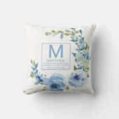 Bloemen Baby Blauw Geboortestatistieken Pasgeboren Kussen (Voorkant)