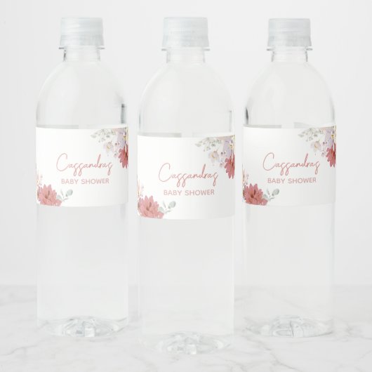 Bloemen Baby Bloom Baby shower Waterfles Etiket (Flessen)