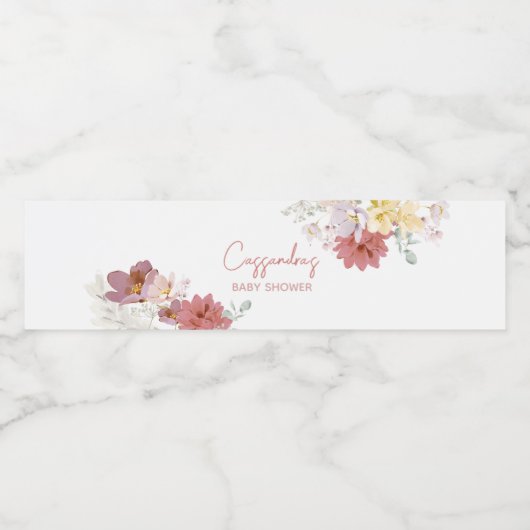 Bloemen Baby Bloom Baby shower Waterfles Etiket (Enkel label)