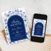 Bloemen Baby Boy Douche Chinoiserie Marine Blauw Kaart