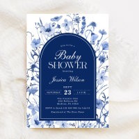 Bloemen Baby Boy Douche Chinoiserie Marine Blauw