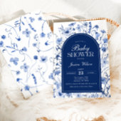 Bloemen Baby Boy Douche Chinoiserie Marine Blauw Kaart