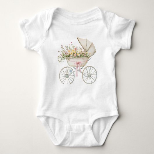  Bloemen Baby Carriage Baby Bodysuit – Sweet (Voorkant)