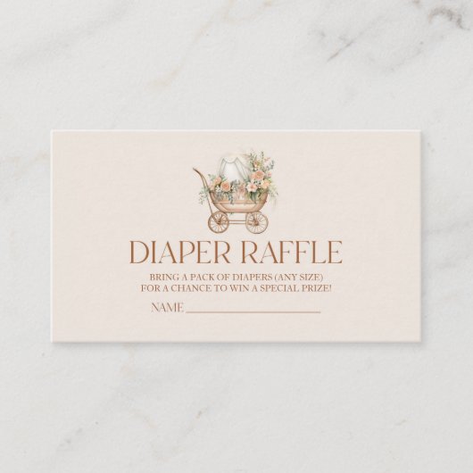 Bloemen Baby Carriage Baby shower Luier Raffle Informatiekaartje (Voorkant)