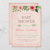 Bloemen Baby Douche Uitnodigingen - Bloemen Douche (Voorkant / Achterkant)