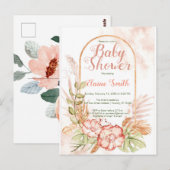 Bloemen baby douche uitnodigingen voor haar boho b (Voorkant / Achterkant)