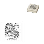  Bloemen Baby Dragon Bookplate Rubberstempel (Gestempeld)