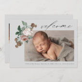 Bloemen baby Foto Geboorte Aankondiging (Voorkant / Achterkant)