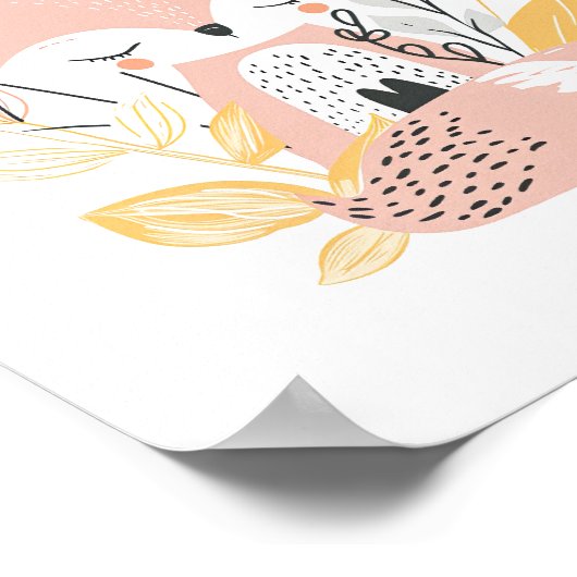 Bloemen Baby Fox kwekerij Decor Poster (Hoek)