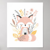 Bloemen Baby Fox kwekerij Decor Poster (Voorkant)