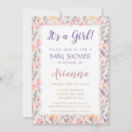 Bloemen Baby Girl Douche Uitnodiging