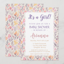 Bloemen Baby Girl Douche Uitnodiging