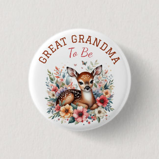 Bloemen Baby Herten Joy | Grote oma Baby shower Ronde Button 3,2 Cm