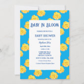 Bloemen Baby in bloei Baby shower geel blauw Schat Kaart (Voorkant)