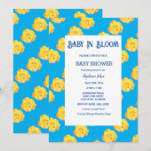 Bloemen Baby in bloei Baby shower geel blauw Schat Kaart (Voorkant / Achterkant)