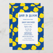 Bloemen Baby in bloei Baby shower geel Navy blauw Kaart (Voorkant / Achterkant)