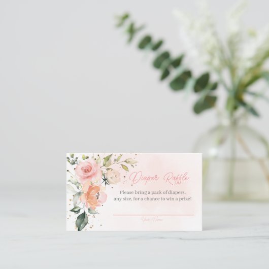 Bloemen Baby in Bloom Baby shower Luier Raffle Informatiekaartje (Staand voorkant)