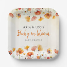 Bloemen Baby in Bloom Baby shower Papier Borden