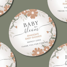 Bloemen Baby in Bloom Bedankt Douche Ronde Sticker