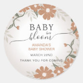 Bloemen Baby in Bloom Bedankt Douche Ronde Sticker (Voorkant)