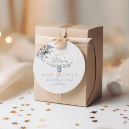 Bloemen Baby in Bloom Blue Baby Boy Shower Bedankjes Labels
