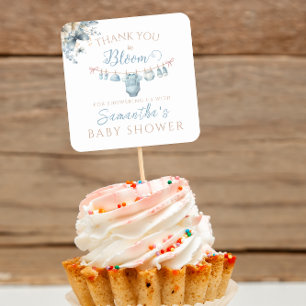 Bloemen Baby in Bloom Blue Baby Boy Shower Vierkante Sticker