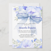 Bloemen baby in Bloom Blue Bow Boy Baby shower Kaart (Voorkant)
