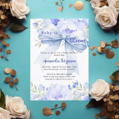Bloemen baby in Bloom Blue Bow Boy Baby shower Kaart