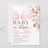 Bloemen Baby in Bloom Bow Baby shower Uitnodiging (Voorkant)