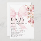 Bloemen Baby in Bloom Bow Baby shower Uitnodiging (Voorkant / Achterkant)