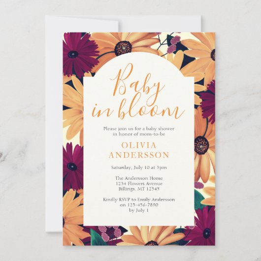 Bloemen Baby in Bloom Genderneutraal Baby shower Kaart (Voorkant)