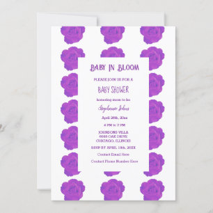 Bloemen Baby in Bloom Paarse Roos Baby shower Meis Kaart