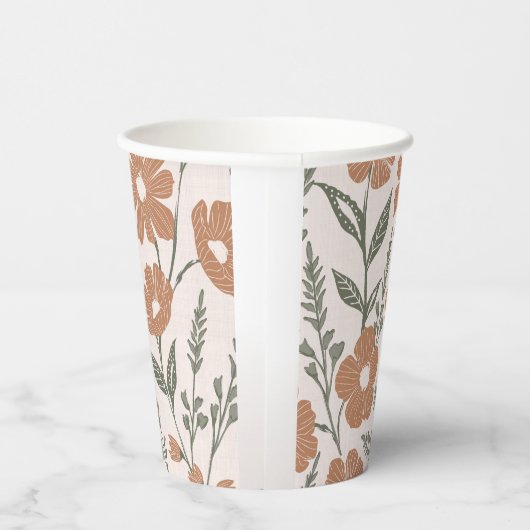 Bloemen Baby in Bloom Pattern Shower Papieren Bekers (Rechts)