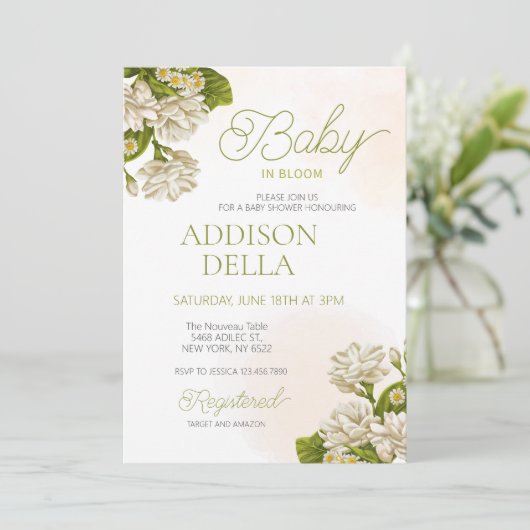 Bloemen Baby in Bloom Shower Genderneutraal Kaart (Staand voorkant)