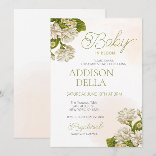 Bloemen Baby in Bloom Shower Genderneutraal Kaart (Voorkant / Achterkant)