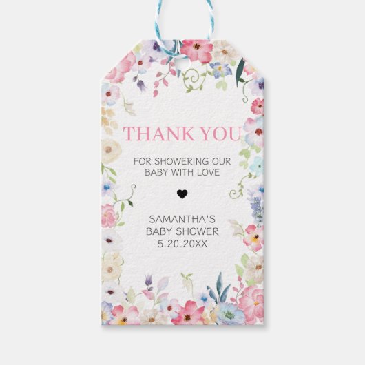 Bloemen Baby in Bloom Spring Baby shower Favoriet  Cadeaulabel (Voorkant)