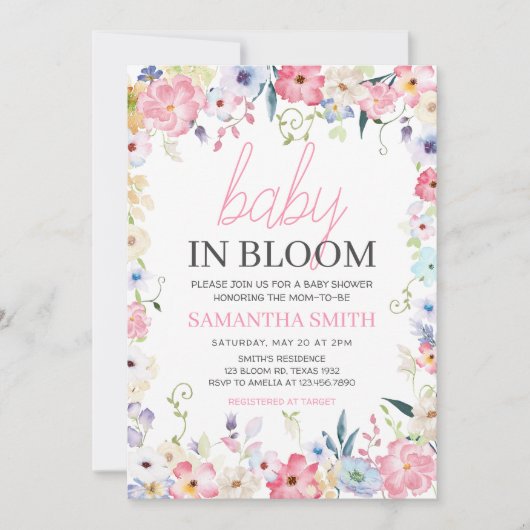 Bloemen Baby in Bloom Spring Baby shower Kaart (Voorkant)