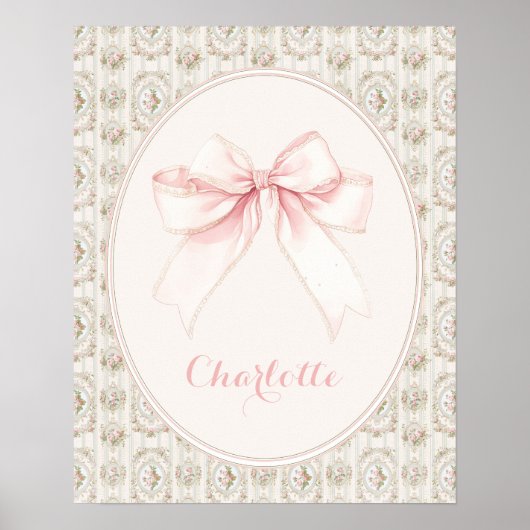 Bloemen Baby Naam Wandkunst Poster (Voorkant)