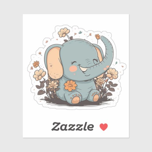Bloemen Baby Olifant Stickers 5 (Vel)
