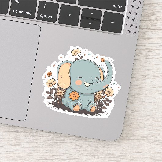 Bloemen Baby Olifant Stickers 5 (Detail)