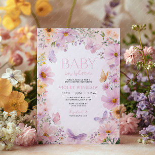 Bloemen Baby shower Baby in Bloom Pink Bloemenmeis Kaart